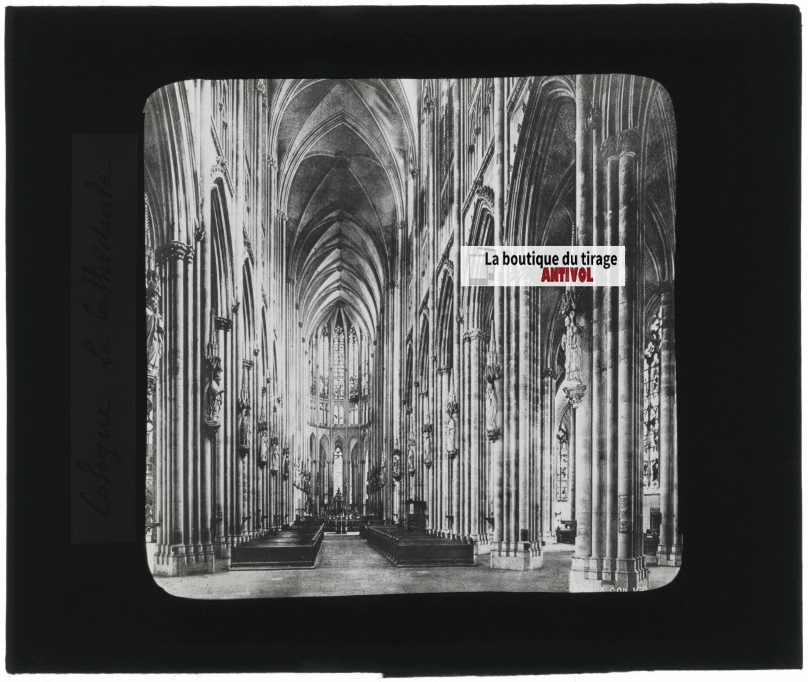 Cathédrale de Cologne, Allemagne, photo ancienne plaque verre, positif 8,5x10 cm