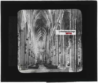 Cathédrale de Cologne, Allemagne, photo ancienne plaque verre, positif 8,5x10 cm