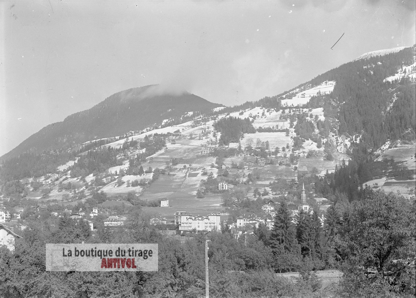 Saint-Gervais-les-Bains, plaque verre, photo ancienne, négatif 9x12 cm