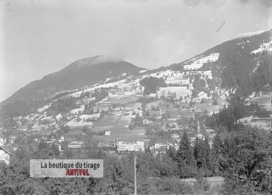 Saint-Gervais-les-Bains, plaque verre, photo ancienne, négatif 9x12 cm