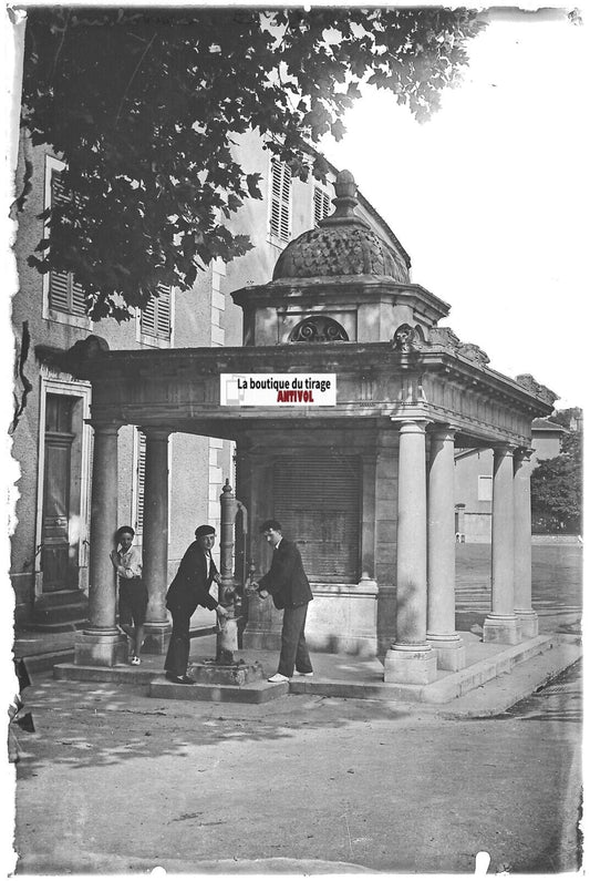 Bourbonne-les-Bains, Plaque verre photo ancienne, positif noir & blanc 10x15 cm