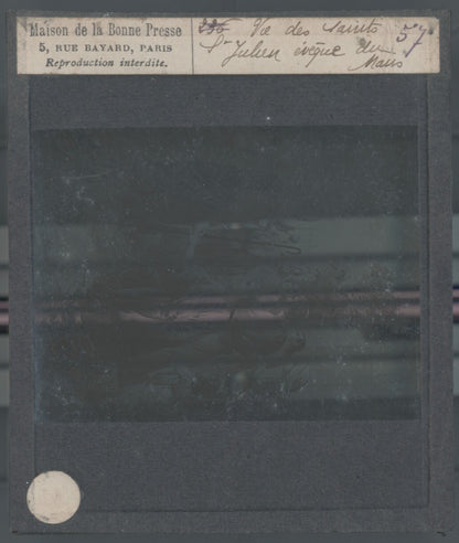 Saint Julien du Mans, dessin peinture, photo plaque verre, positif 8,5x10 cm