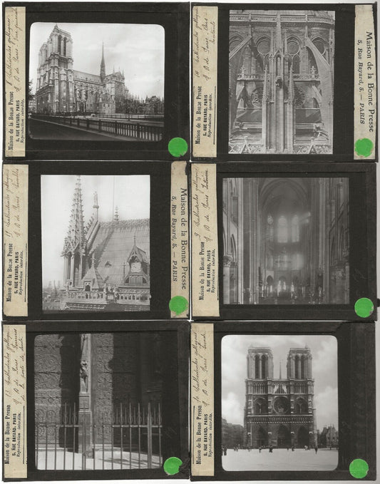 Notre-Dame de Paris, France, photos plaques de verre, lot 10 positifs 8,5x10 cm