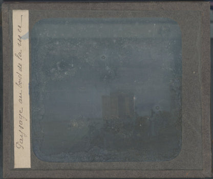 Cannes, Îles de Lérins, Château Saint-Honorat, plaque verre couleur, 8,5x10 cm