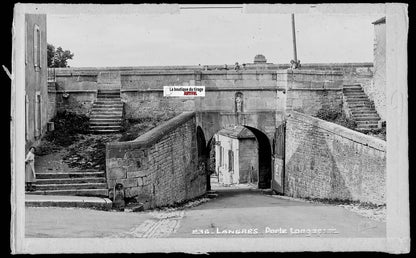 Plaque verre photo vintage négatif noir & blanc 9x14 cm Langres Longe-Porte