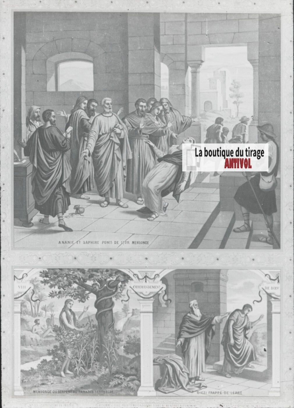 Scène religieuse, catéchisme, dessin peinture, plaque verre, positif 8,5x10 cm