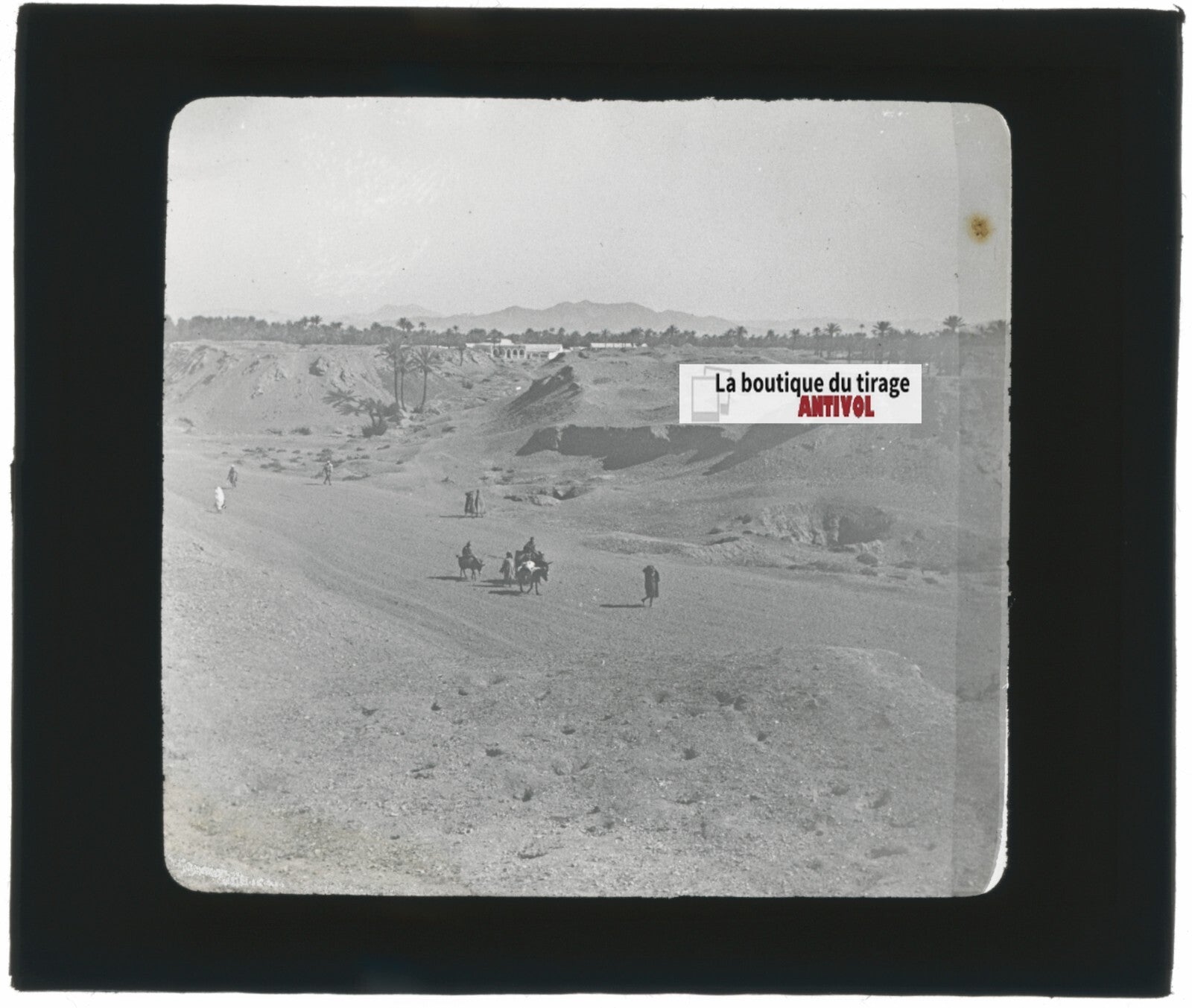 Paysage, désert sable, Maroc, photo ancienne plaque verre, positif 8,5x10 cm