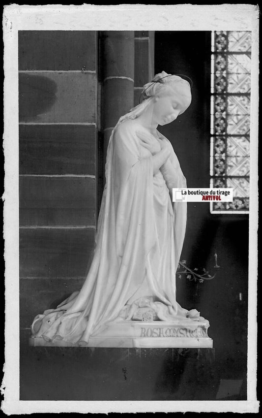 Plaque verre photo négatif noir & blanc 9x14 cm, Strasbourg, Saint-Pierre église