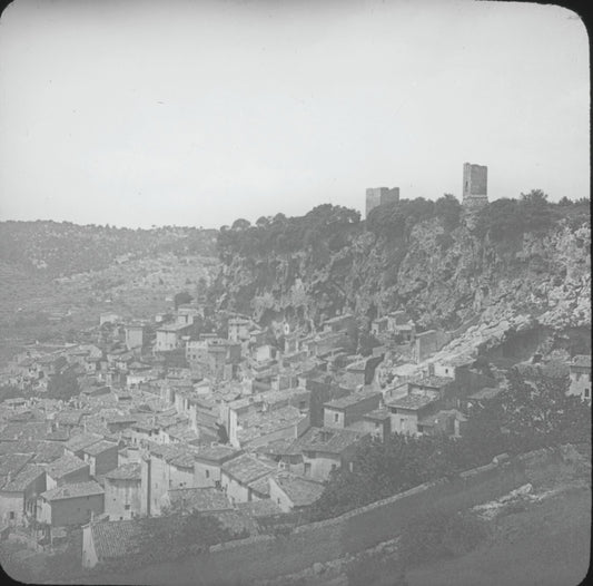 Cotignac, village Var, photo ancienne plaque de verre, positif 8,5x10 cm
