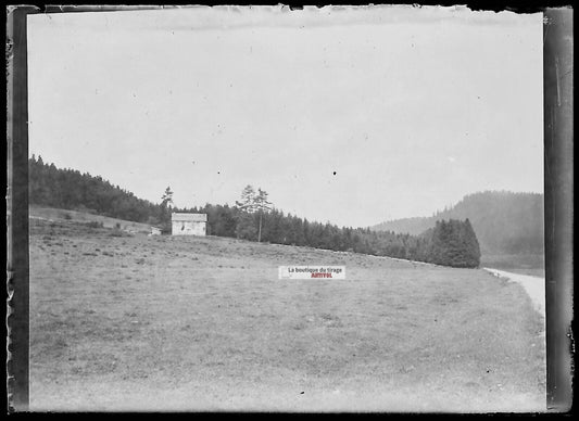 Plaque verre photo ancienne négatif noir et blanc 6x9 cm maison Ariège montagne - La Boutique Du Tirage 