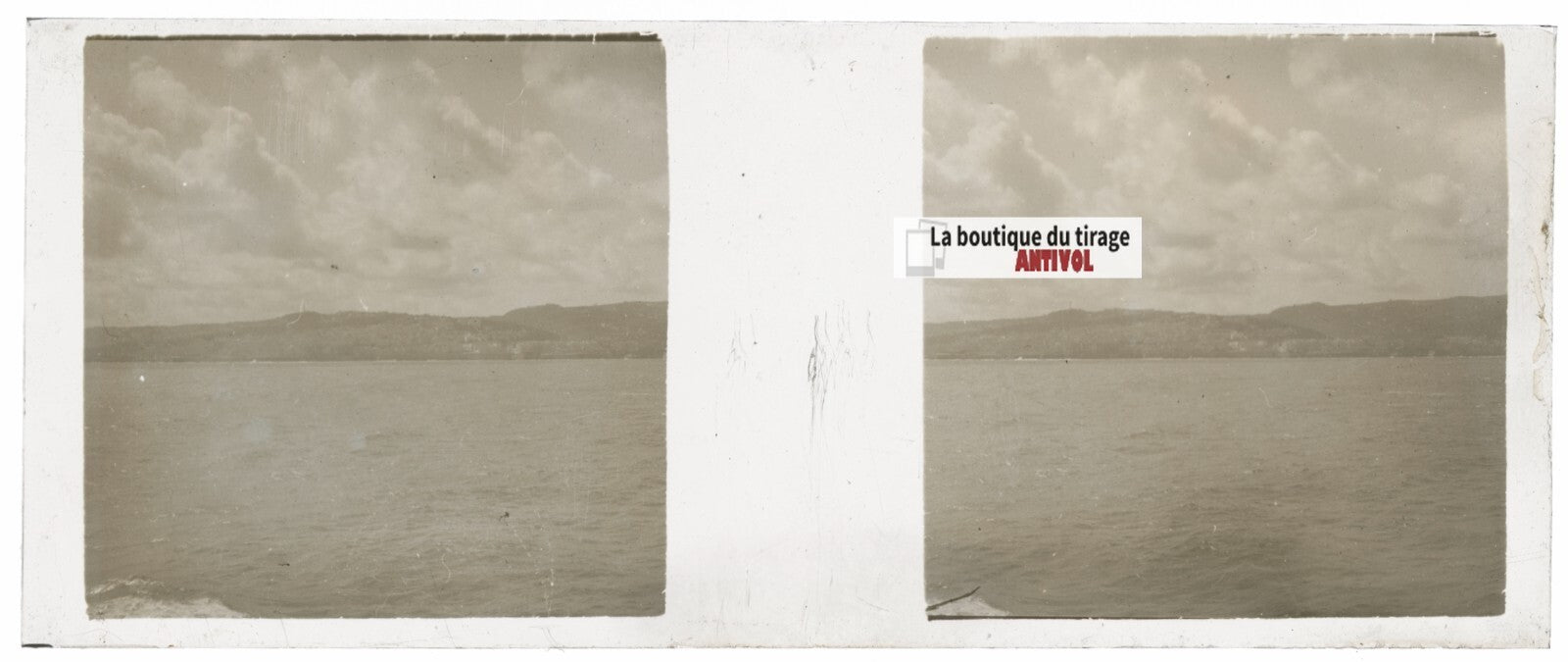 Voyage bateau, Plaque verre stéréoscopie, positif noir & blanc 4,5x10,7 cm