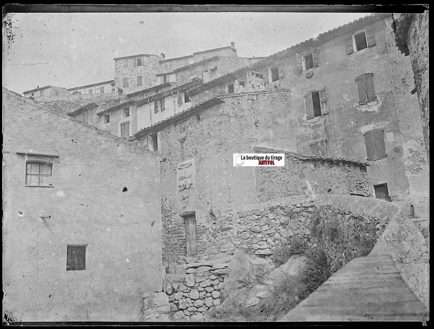 Amélie-les-Bains, Plaque verre photo ancienne, négatif noir & blanc 9x12 cm