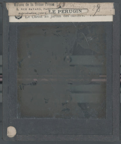 Le Christ au Jardin des Oliviers, dessin, plaque verre, positif 8,5x10 cm