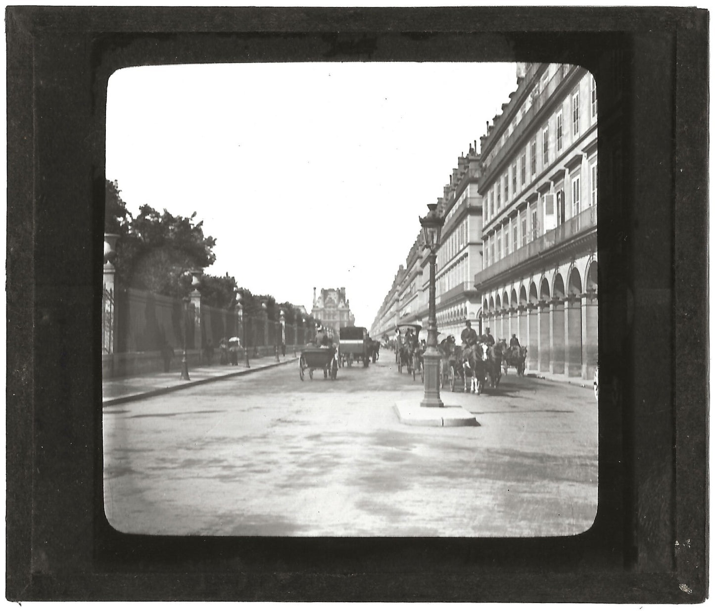Rue de Rivoli, Paris, France, photo ancienne plaque de verre, positif 8,5x10 cm