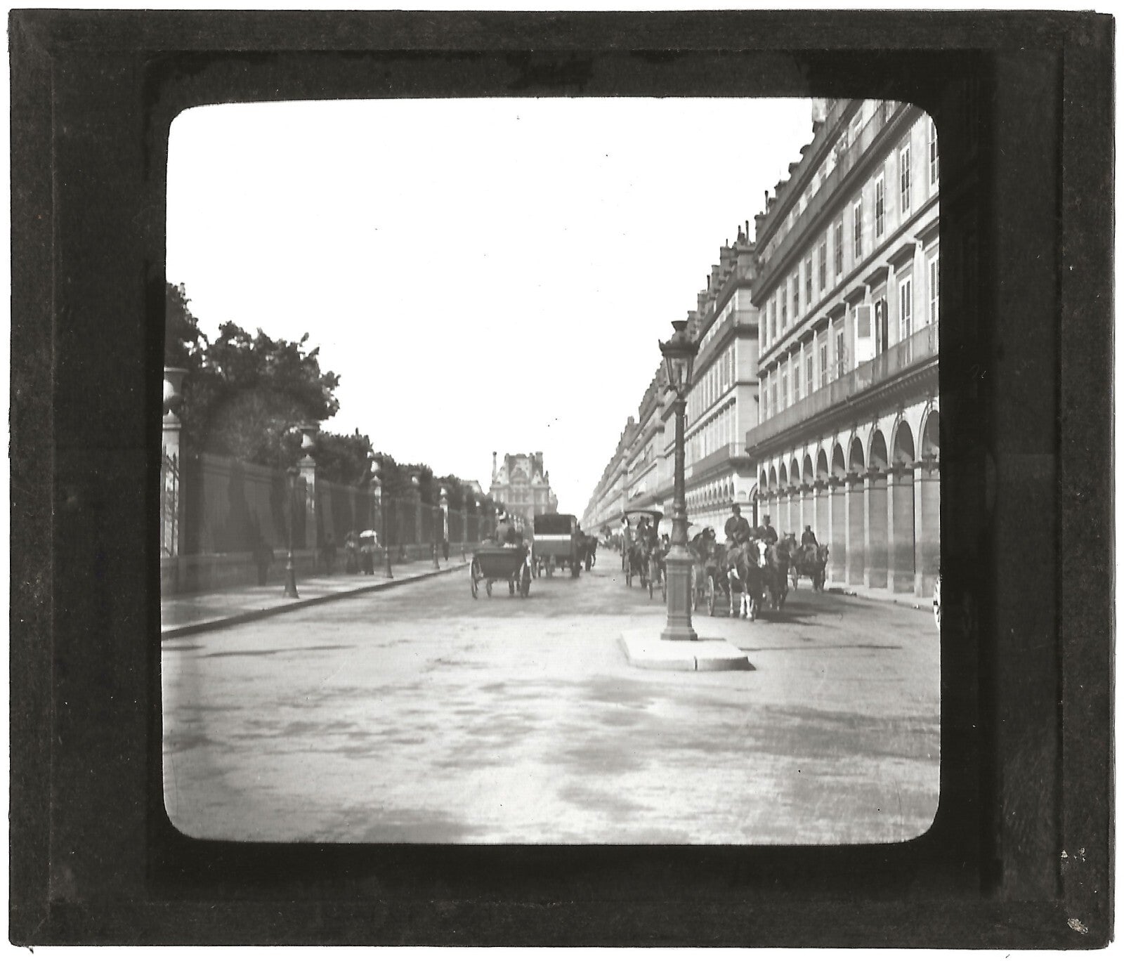 Rue de Rivoli, Paris, France, photo ancienne plaque de verre, positif 8,5x10 cm