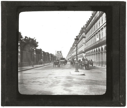 Rue de Rivoli, Paris, France, photo ancienne plaque de verre, positif 8,5x10 cm