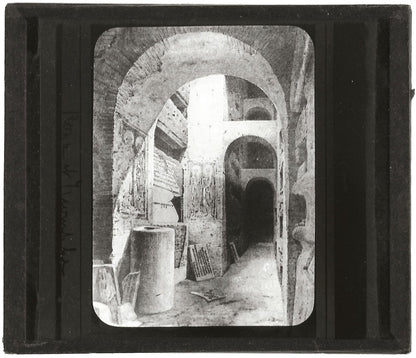 Les catacombes, Rome Italie, photo ancienne plaque de verre, positif 8,5x10 cm