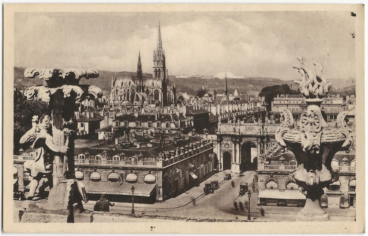 Plaque verre photo, négatif noir & blanc 9x14 cm, place Stanislas Nancy, France