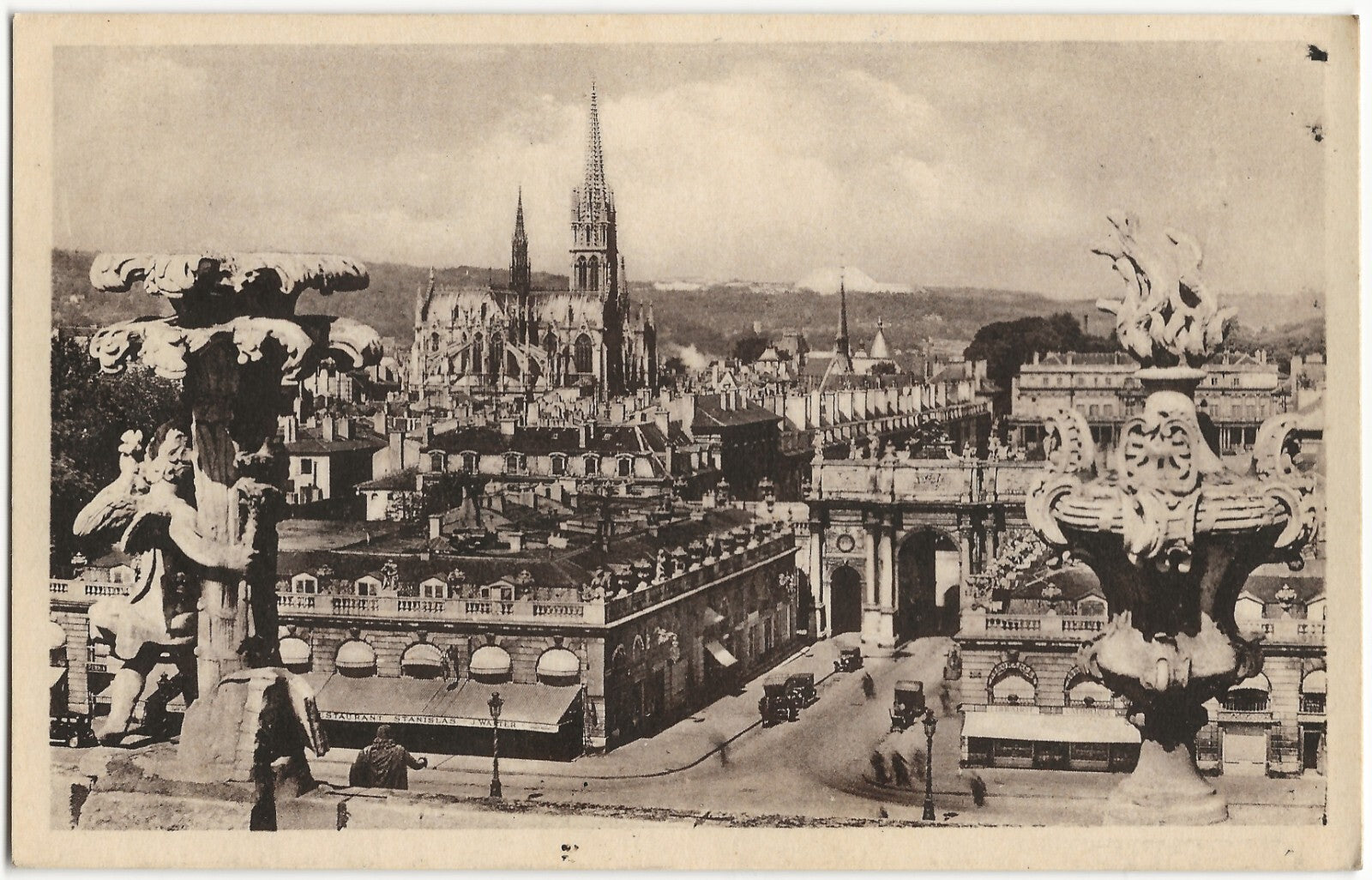 Plaque verre photo, négatif noir & blanc 9x14 cm, place Stanislas Nancy, France