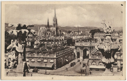 Plaque verre photo, négatif noir & blanc 9x14 cm, place Stanislas Nancy, France