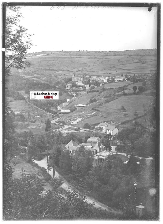 Plaque verre photo ancienne positif noir & blanc 13x18 cm Saint-Nectaire casino