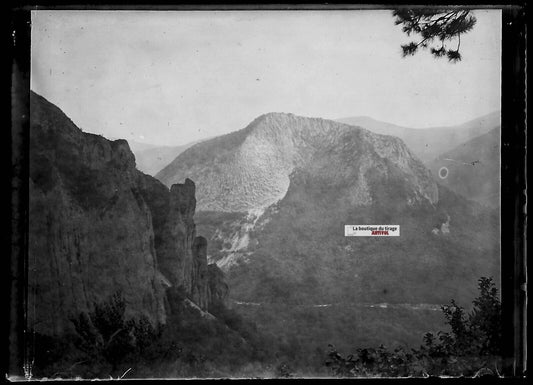 Plaque verre photo ancienne négatif noir et blanc 6x9 cm montagne paysage nature - La Boutique Du Tirage 