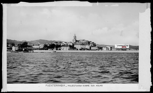 Plaque verre photo négatif noir & blanc 9x14 cm, Fuenterrabia, Espagne 0914171