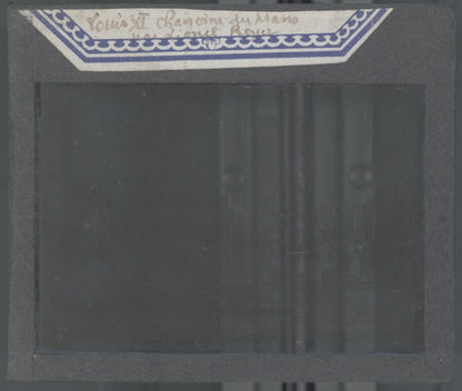 Scène religieuse, Louis XI, dessin peinture, plaque verre, positif 8,5x10 cm