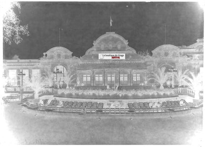 Plaque verre photo ancienne négatif noir et blanc 13x18 cm casino de Vichy