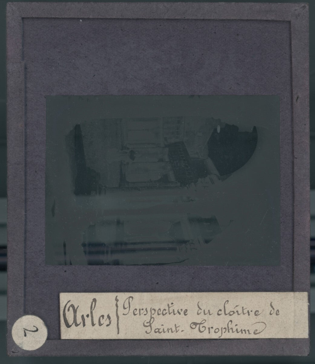 Cloître Saint-Trophime Arles, photo plaque de verre, positif 8,5x10 cm