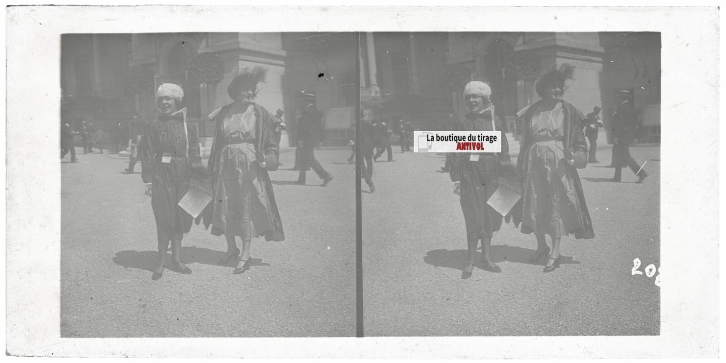 Hippodrome de Longchamp, Paris, plaque verre stéréoscopique, positif 8,5x17 cm