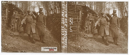 Côte des Melons, Lorraine, guerre WW1, plaque verre stéréo, photo 4,5x10,7 cm