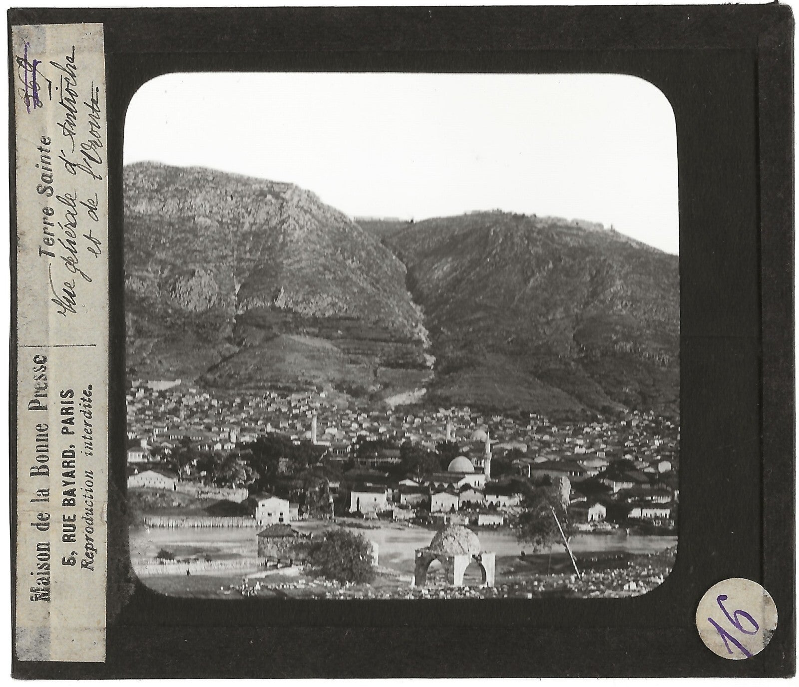 Antioche, Oronte, photo ancienne, plaque de verre, positif 8,5x10 cm