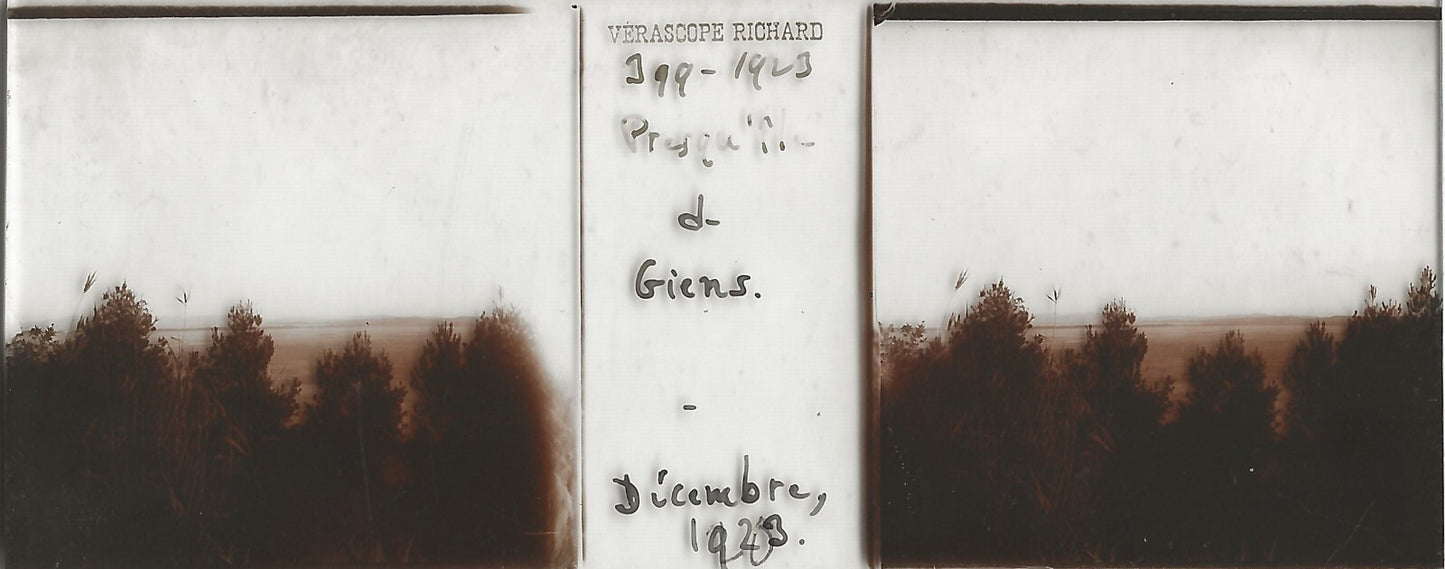 Giens, Richard, Plaque verre photo stéréo, positif noir & blanc 4,5x10,7 cm