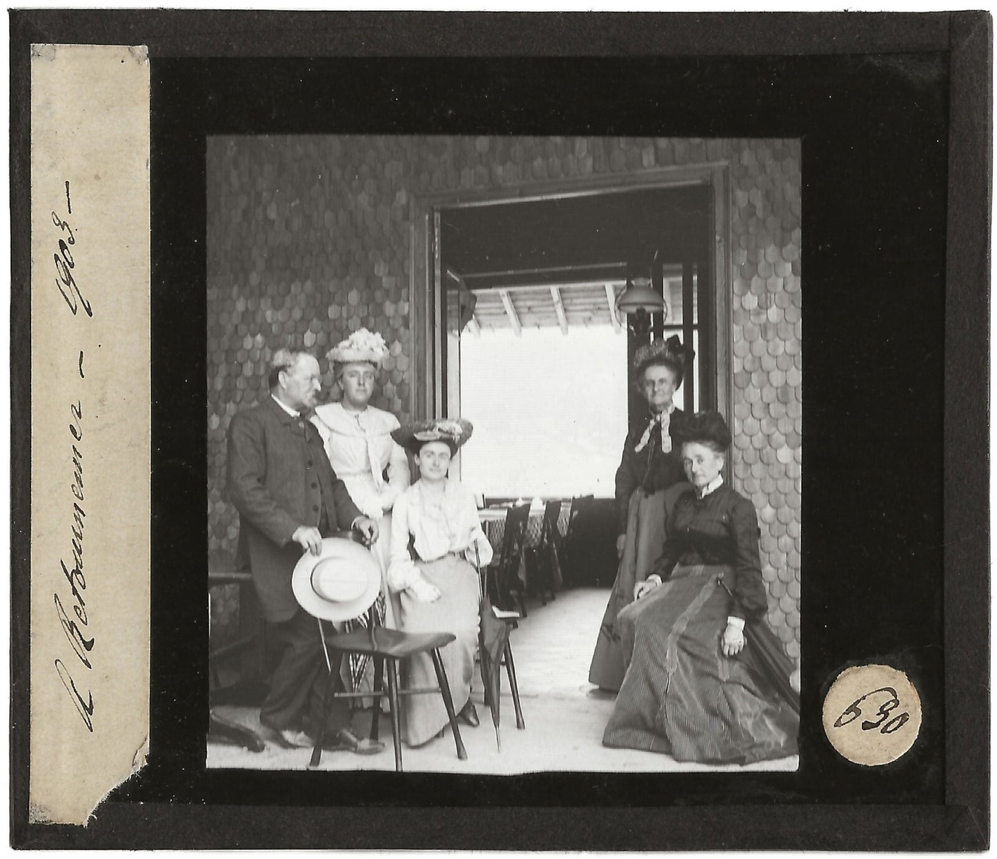 Famille, femmes, France, photo ancienne plaque de verre, positif 8,5x10 cm