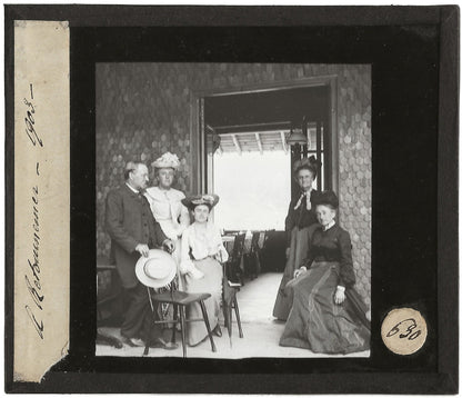 Famille, femmes, France, photo ancienne plaque de verre, positif 8,5x10 cm