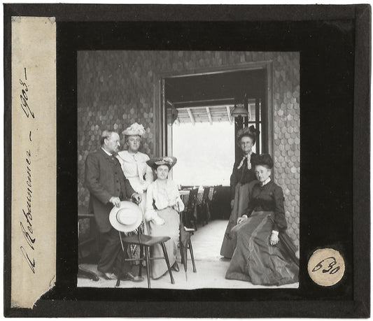 Famille, femmes, France, photo ancienne plaque de verre, positif 8,5x10 cm