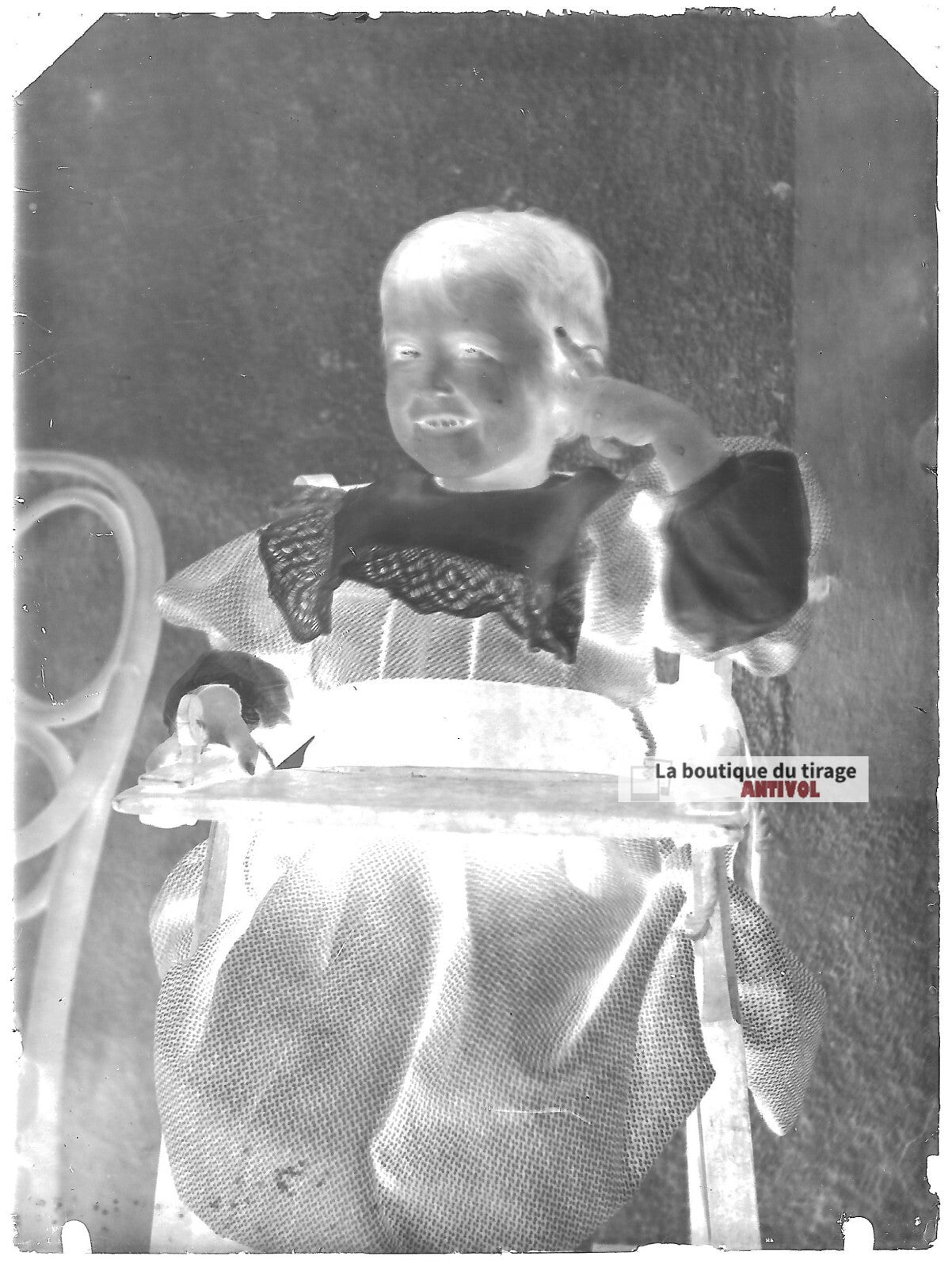 Plaque verre photo ancienne négatif noir et blanc 9x12 cm enfant vintage France