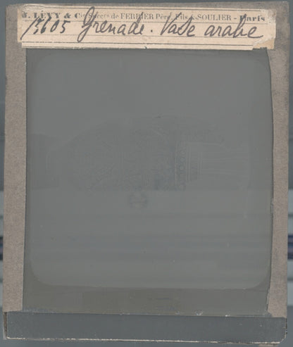 Vase arabe, poterie, Grenade Espagne, photo plaque de verre, positif 8,5x10 cm