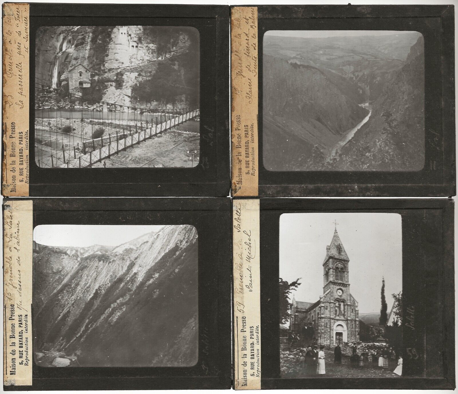 Grenoble, La Salette, voyage, photos plaques de verre, lot 10 positifs 8,5x10 cm