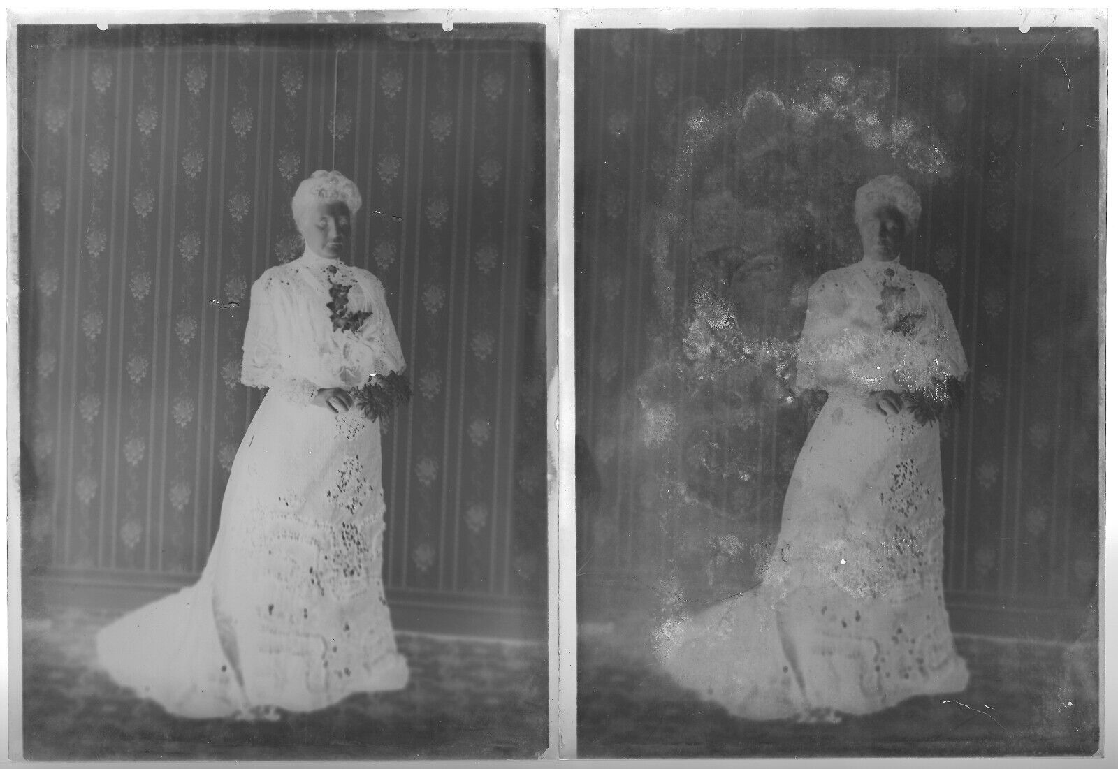 Femmes, robe, photos anciennes plaque de verre, lot de 10 négatifs 13x18 cm