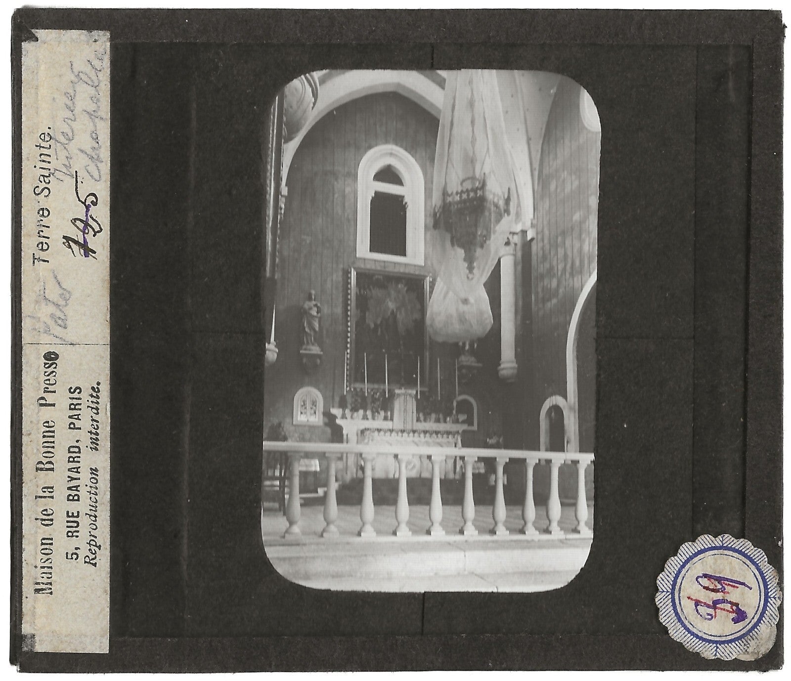 Chapelle du Pater, Jérusalem, photo ancienne plaque de verre, positif 8,5x10 cm