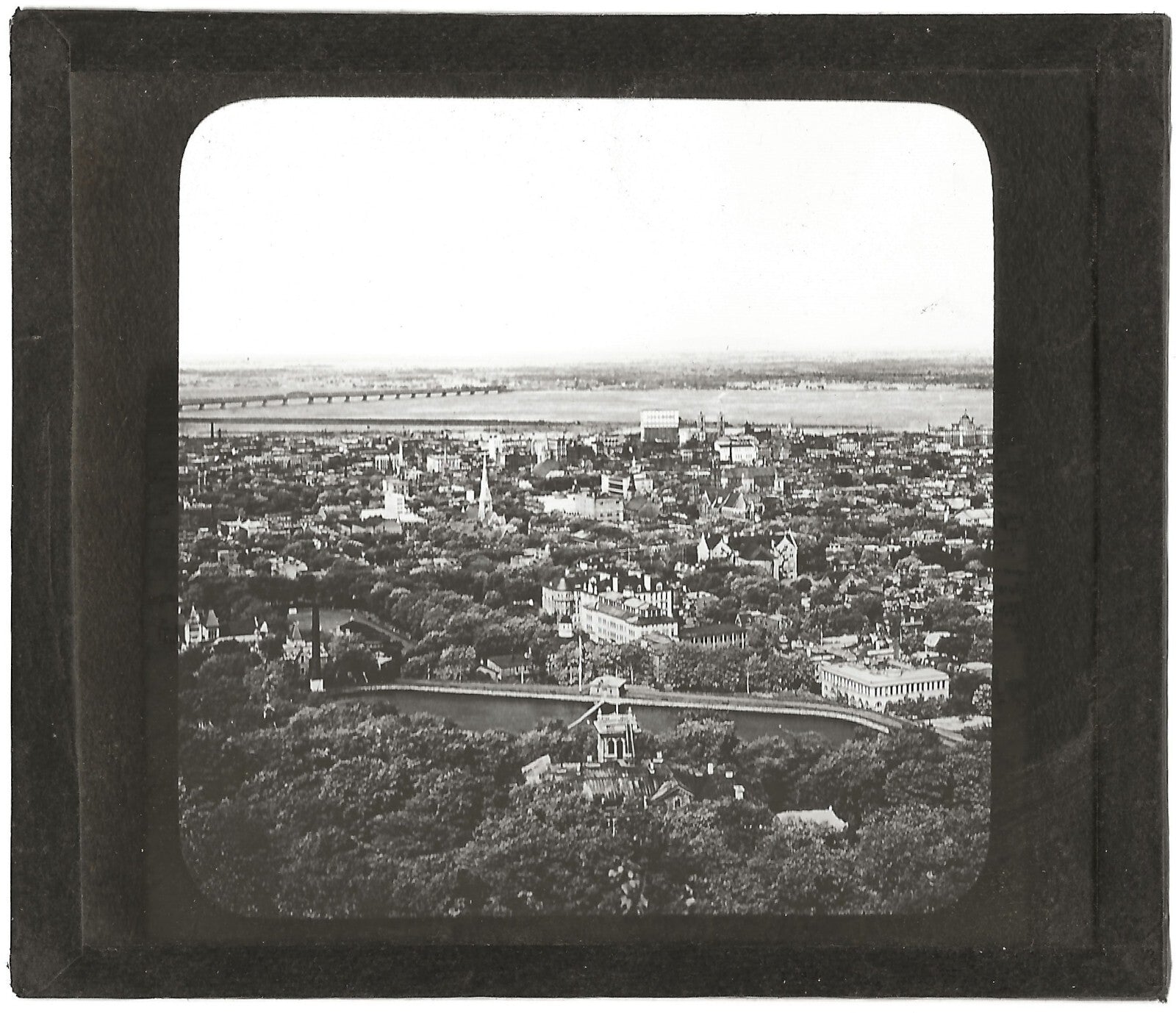 Mont Royal, Panorama Montréal, photo ancienne plaque de verre, positif 8,5x10 cm