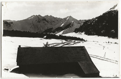 Plaque verre photo vintage négatif noir & blanc 9x14 cm, Mont-Dore, montagne