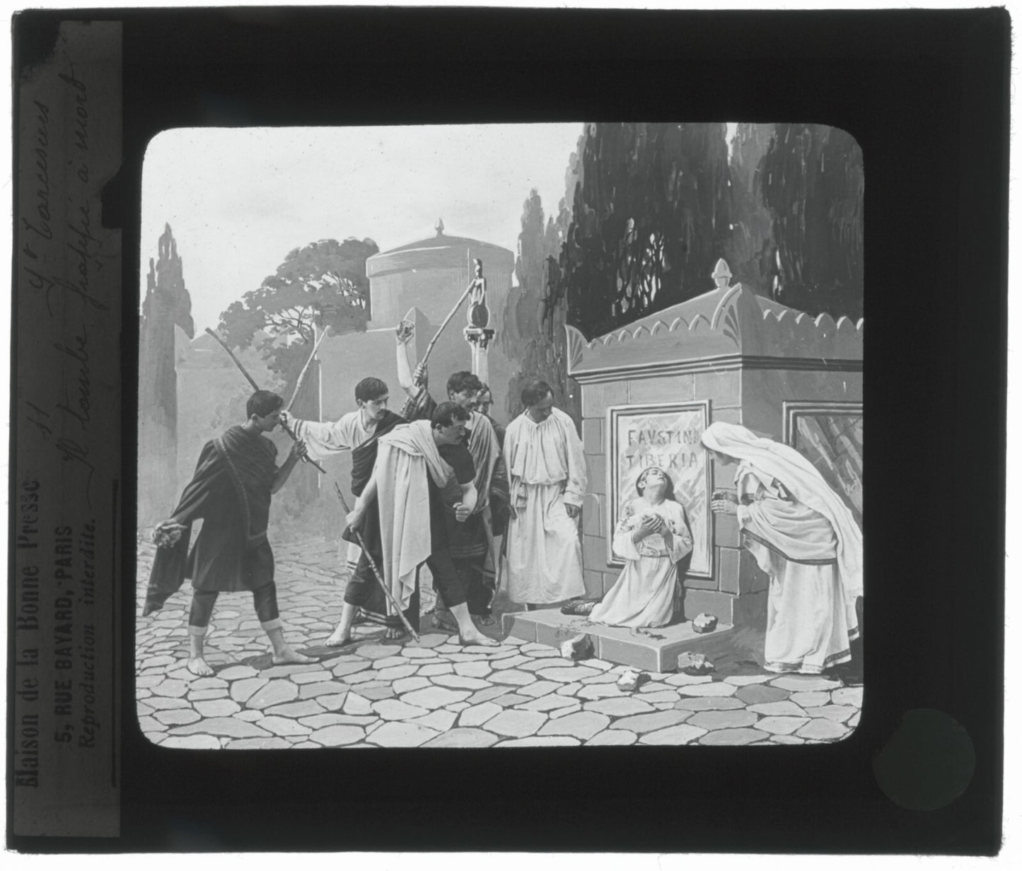 Tarcisius de Rome, Italie, dessin, photo plaque de verre, positif 8,5x10 cm