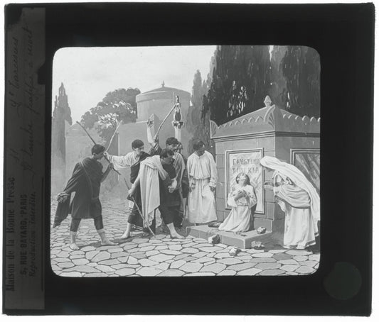 Tarcisius de Rome, Italie, dessin, photo plaque de verre, positif 8,5x10 cm