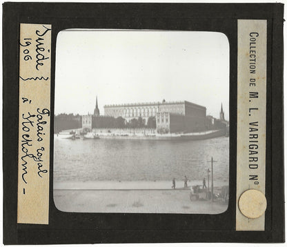 Palais Royal, Stockholm, Suède, photo ancienne plaque verre, positif 8,5x10 cm