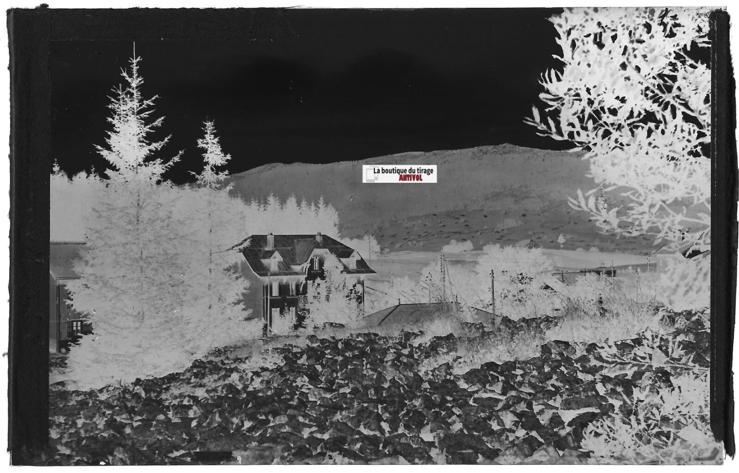 Plaque verre photo ancienne, négatif noir & blanc 9x14 cm, Les Rousses, montagne