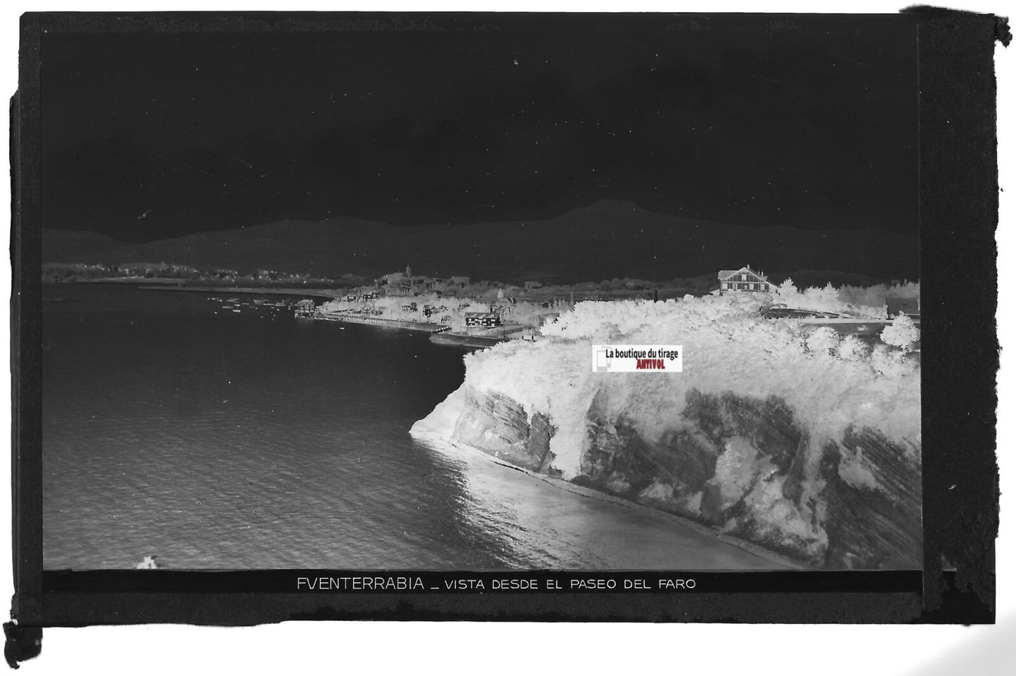 Plaque verre photo vintage négatif noir & blanc 9x14 cm Fuenterrabia 0914035