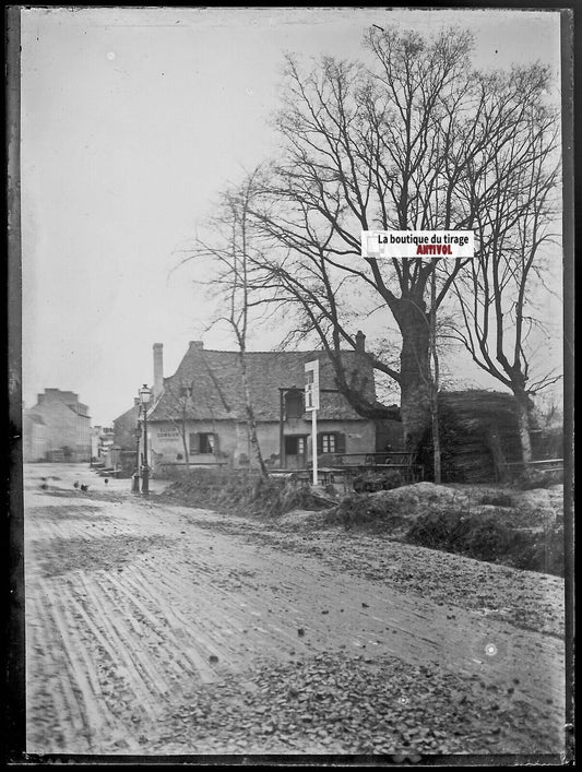 Rennes, rue, Bretagne, Plaque verre photo, négatif noir & blanc 9x12 cm France